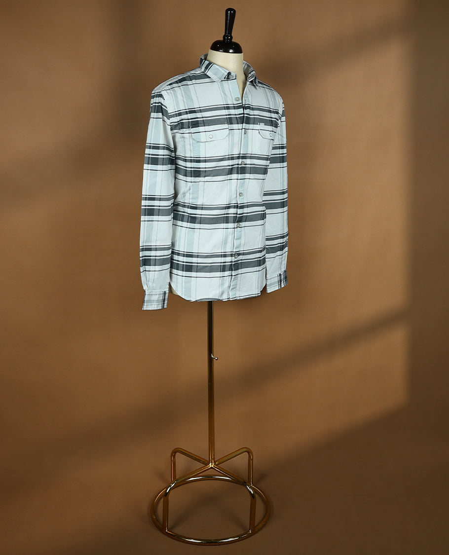 White Colour RIVER BLUE Full Sleeve Shirt with Checks for Men