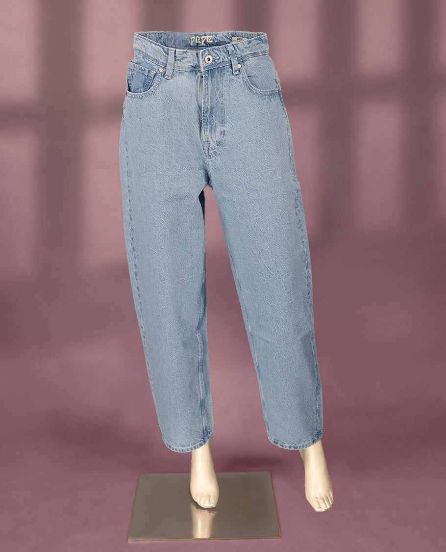 Faded Light Blue colour, high-quality PEPE high-rise jeans for women.