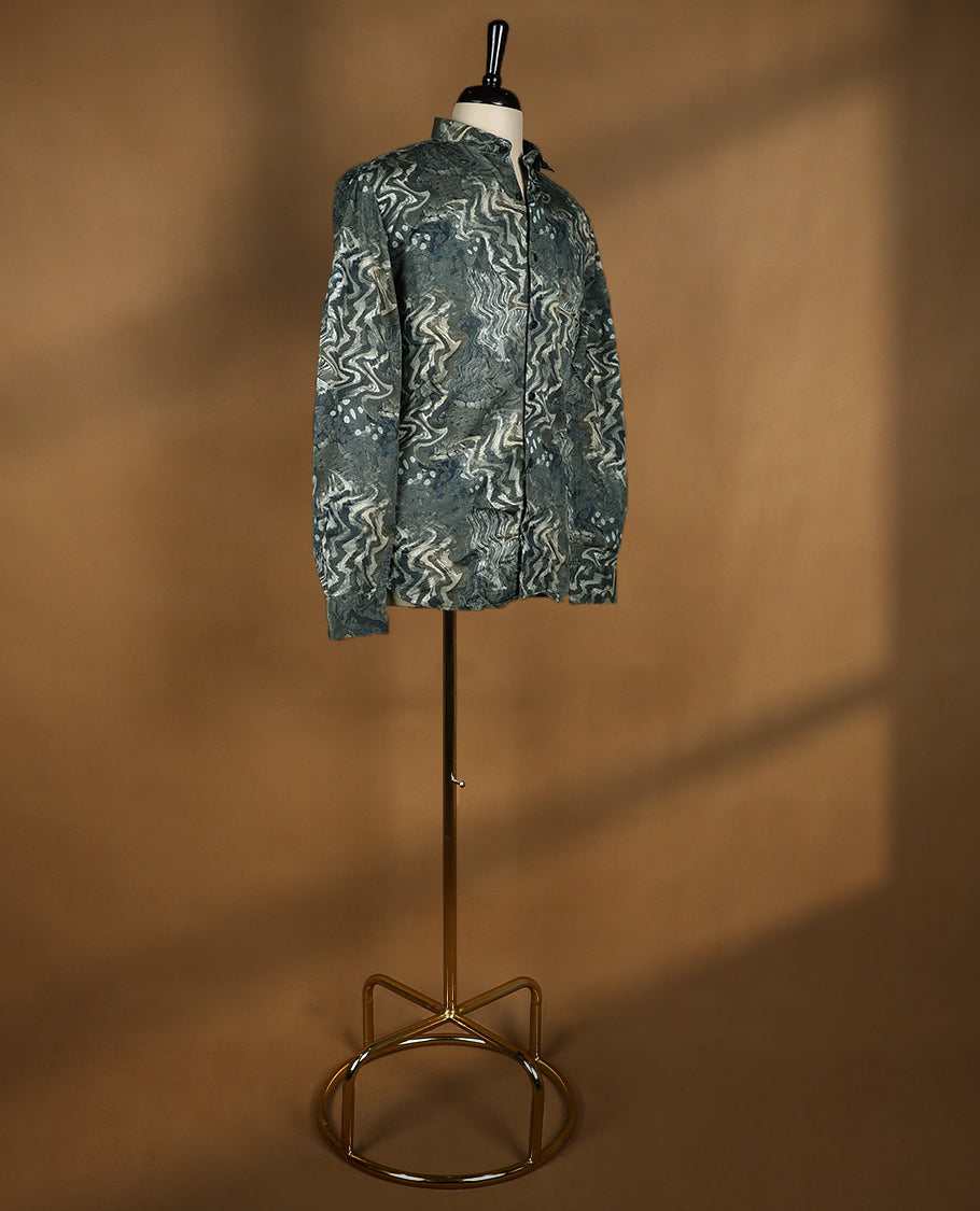 Dark Green with Multi Colour Printed YESTO Full Sleeve Shirt for Men