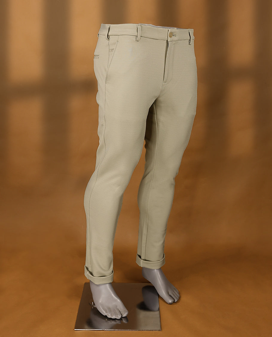 Beige colour IRONY plain formal pants for men.
