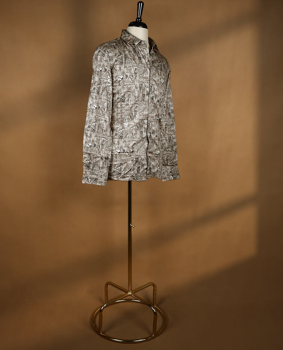 Light Brown with Multi Colour Floral Printed OCTANE Full Sleeve Shirt for Men