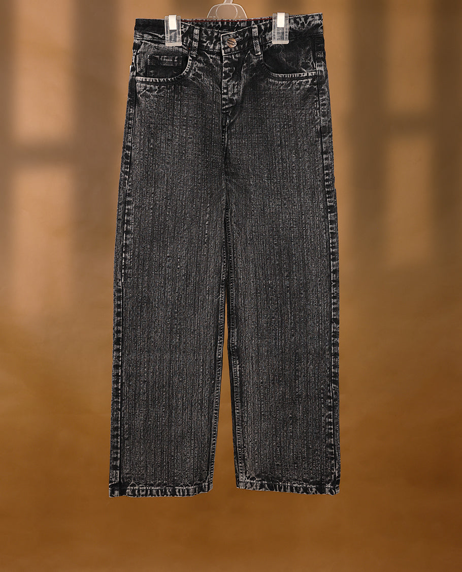 Faded Black colour High Quality MILL DENIM baggy fit round pocket for men.