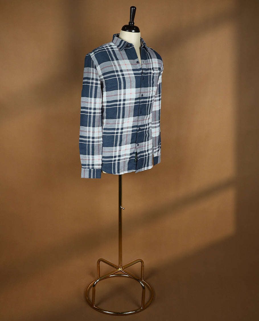 Dark Blue Colour EQ:IQ SPORT Full Sleeve Shirt with Check for Men