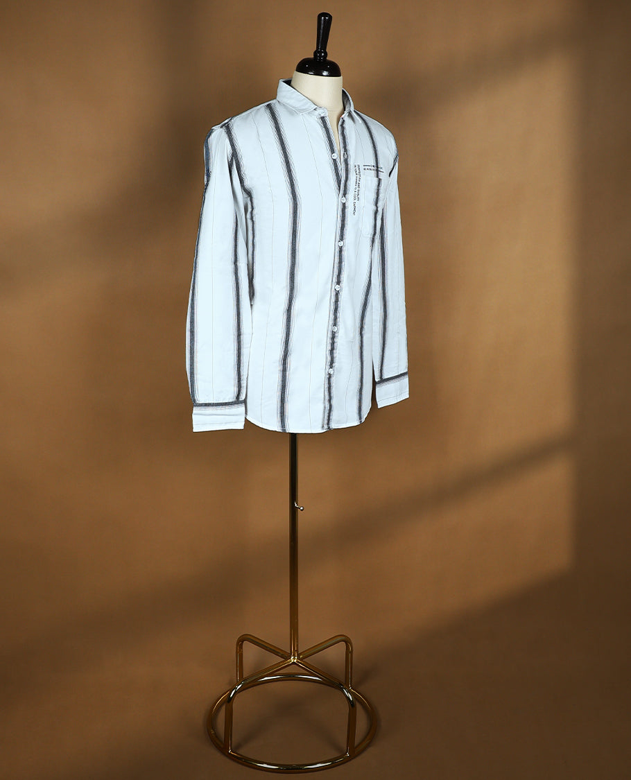 White Colour GLC Full Sleeve Shirt with Stripes for Men