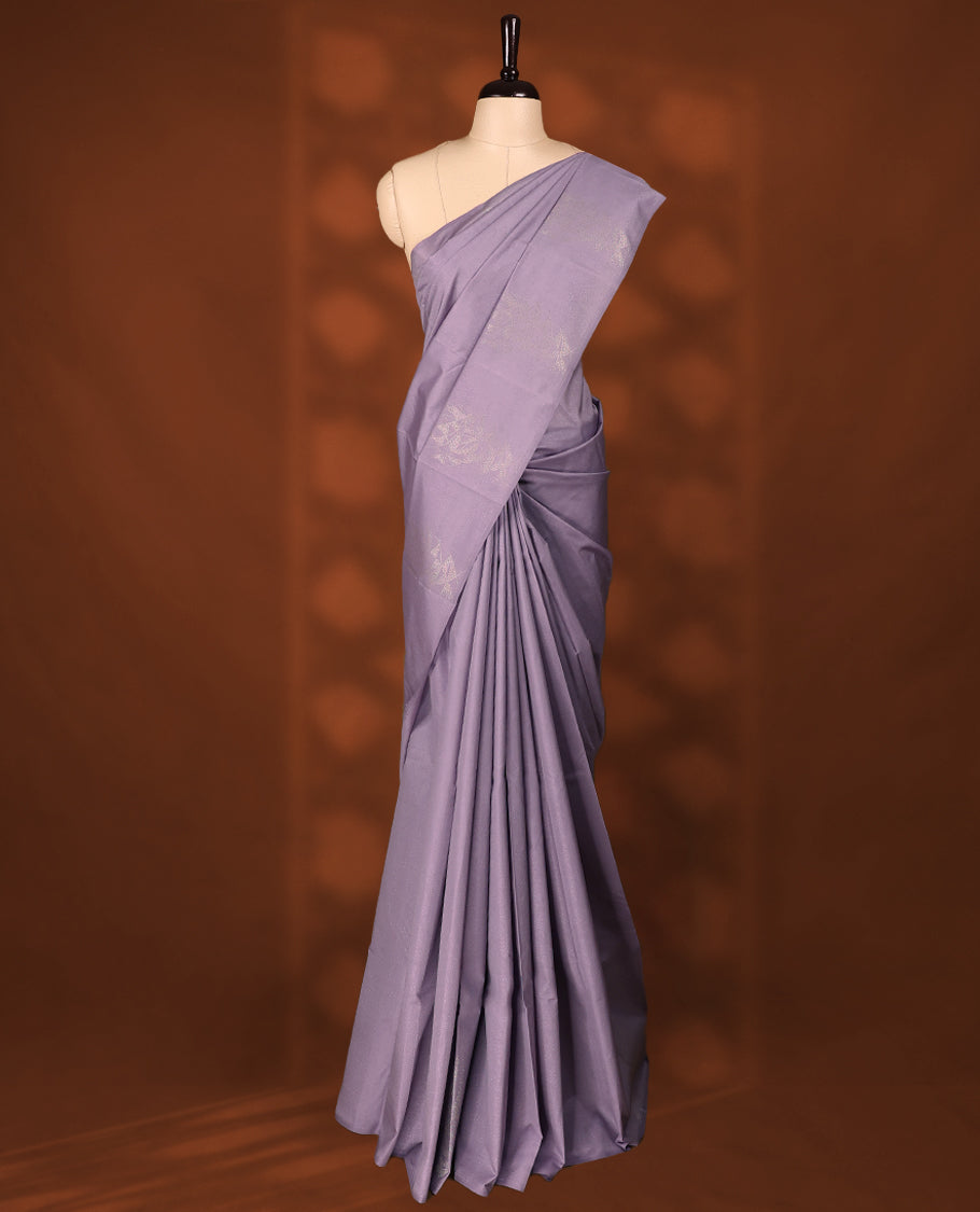 Lavender Colour Vasundhara Lite Silk Saree having Self Coloured Thread Work in Body and Blouse without Border