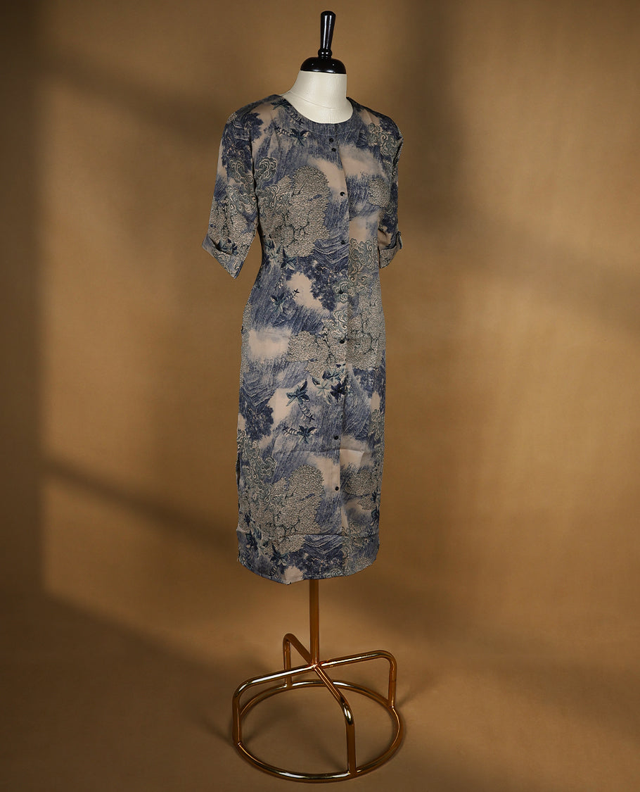 Multi Colour Readymade Kurti with Digital Prints For Women with 2/4 Sleeves