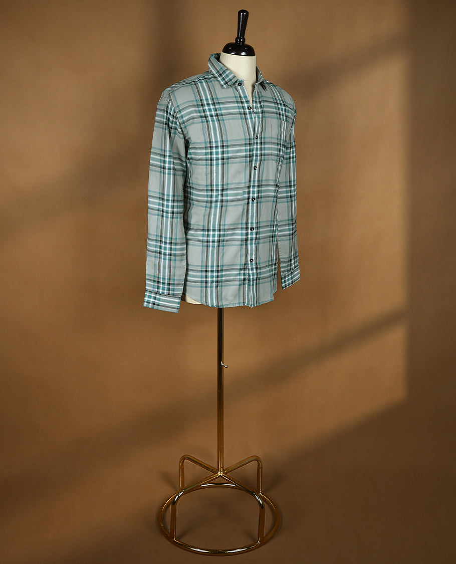 Grey Colour TWILLS Shirt with Check Design for Men