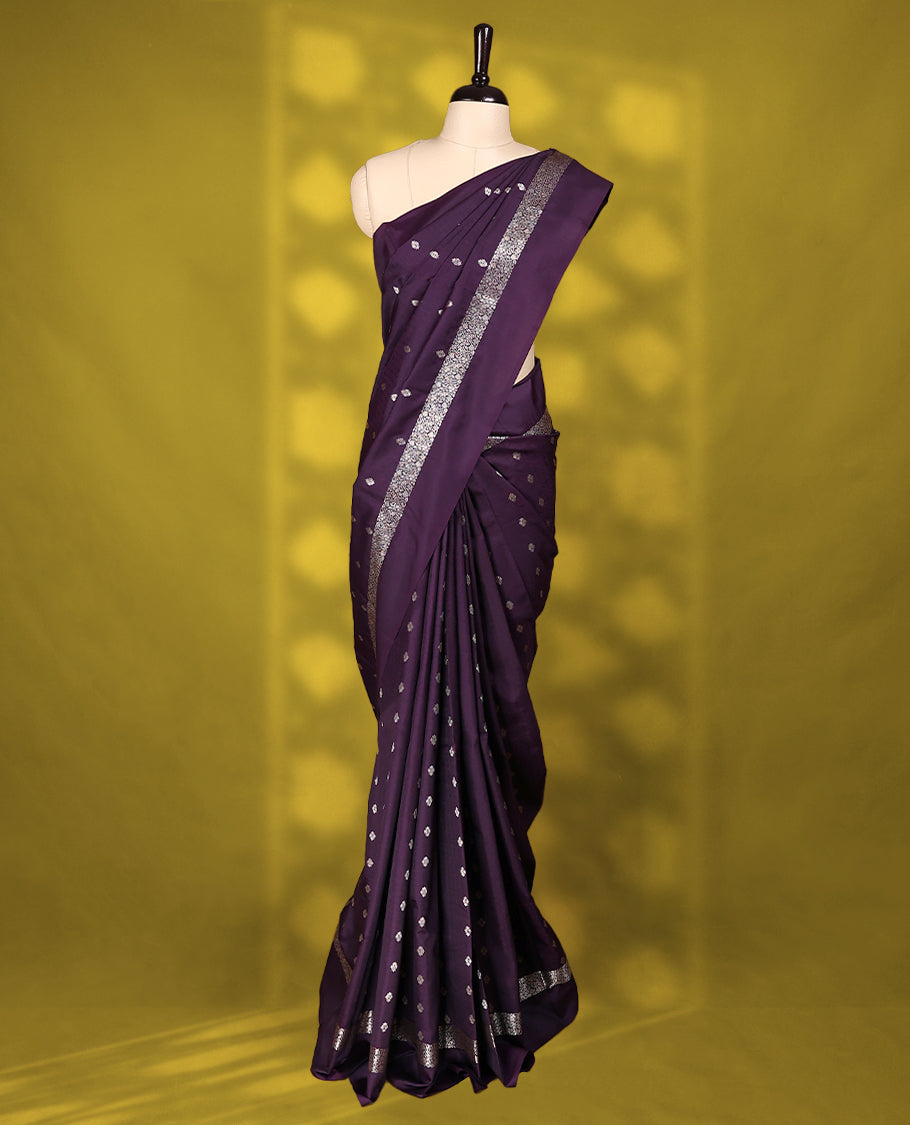 Royal Purple Colour Vasundhara Lite Silk Saree having Butta Work in Body with Self Coloured Border and Blouse