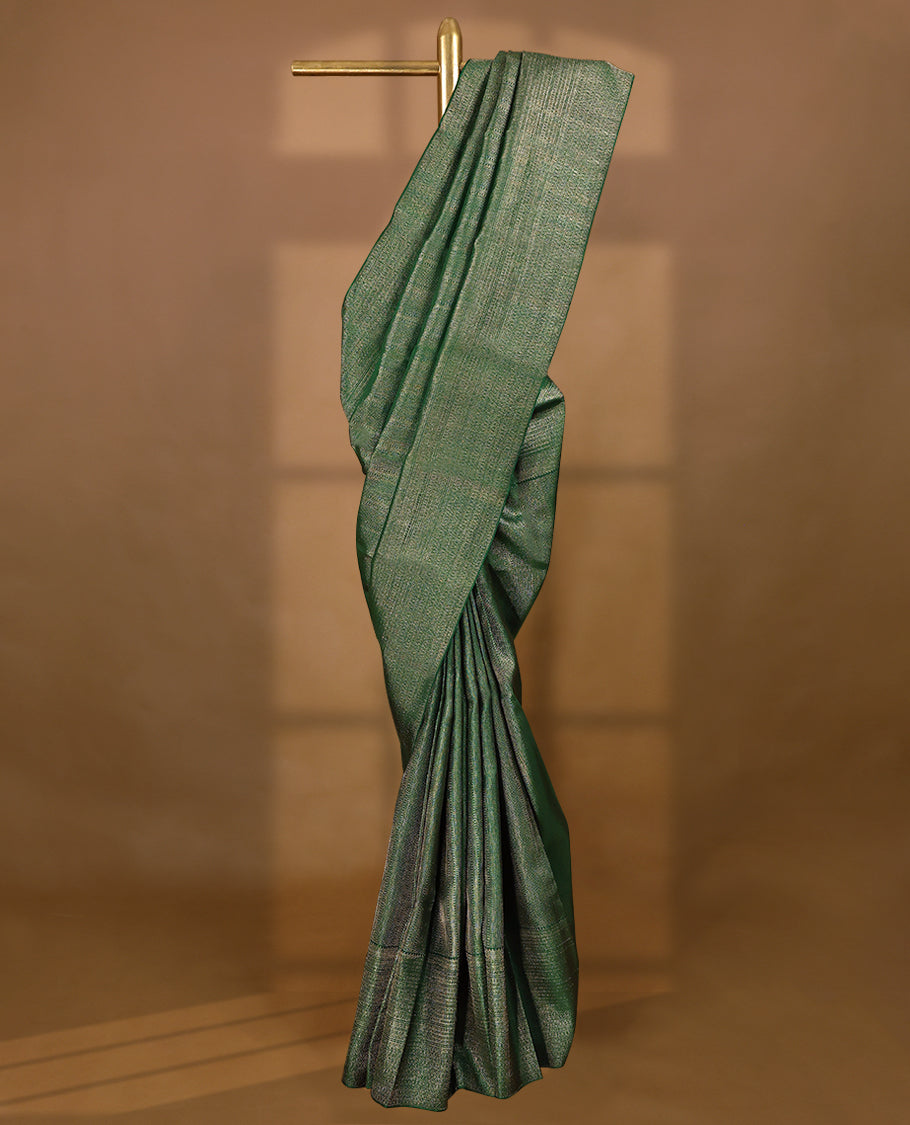 Green Colour Kancheepuram Wedding Silk Saree having Brocade Body and Border with Self Coloured Blouse