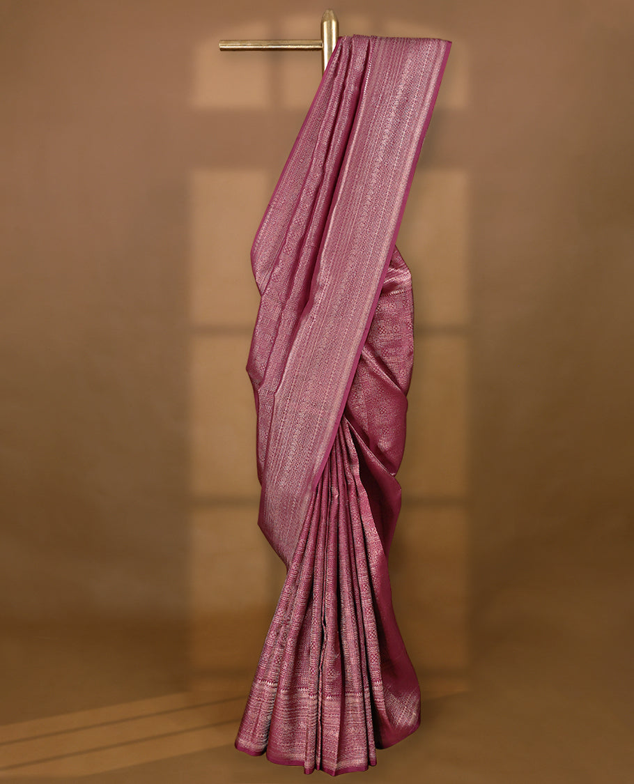 Beaujolais Colour Kancheepuram Wedding Silk Saree having Zari Worked Body with Brocade Border and Self Coloured Blouse