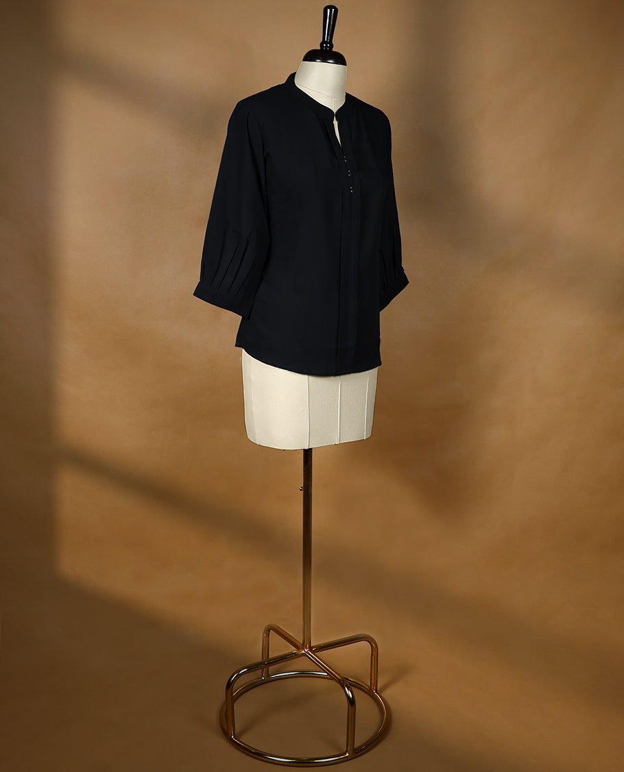 Black Colour Readymade Tunic Top For Women with 3/4th Sleeves