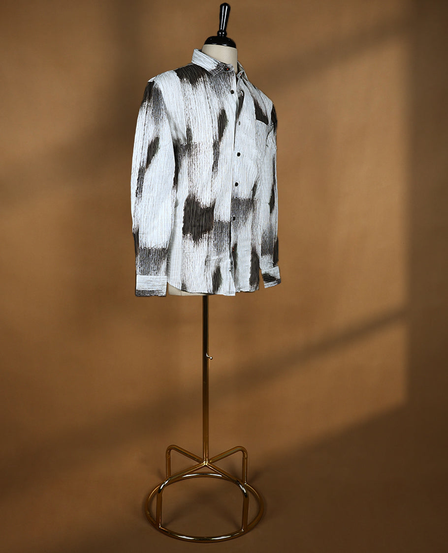 Off White with Dark Brown Colour OCTANE Full Sleeve Slim Fit Shirt for Men