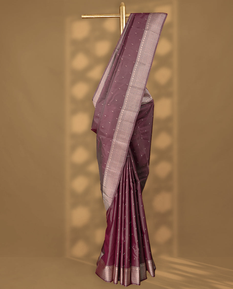 Faded Purple Colour Vasundhara Silk Saree having Thread Buttas in Body with Border and Self Coloured Blouse