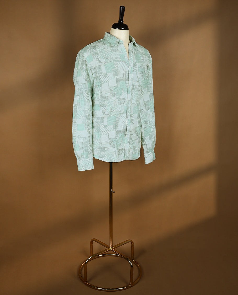 White Colour YAMAOTO Full Sleeve Shirt with Multi Colour Prints for Men