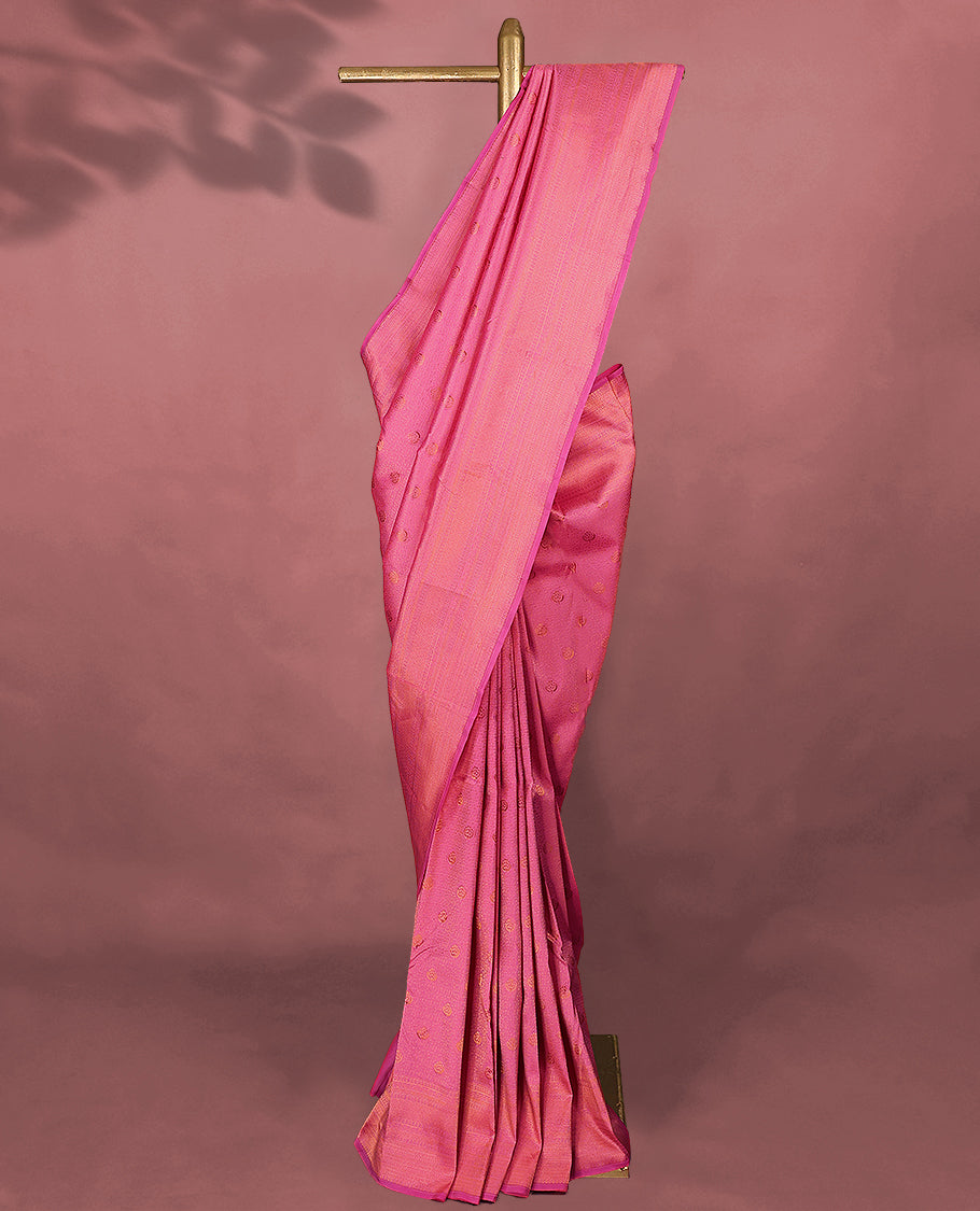 Pink Kancheepuram Silk Brocade Saree having Brocade Body with Self Coloured Brocade Border and Blouse