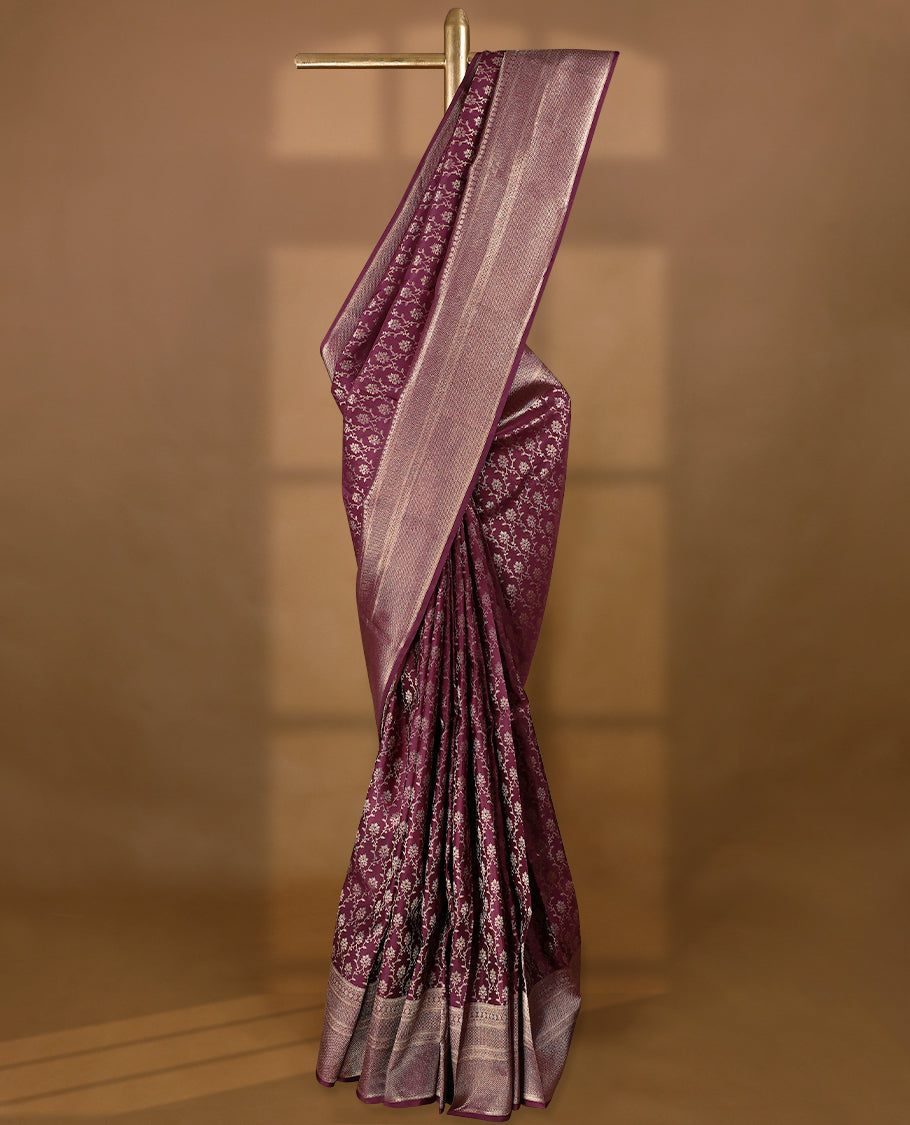 Royal Maroon Colour Kancheepuram Wedding Silk Saree having Jaal Worked Body and Border with Self Coloured Blouse