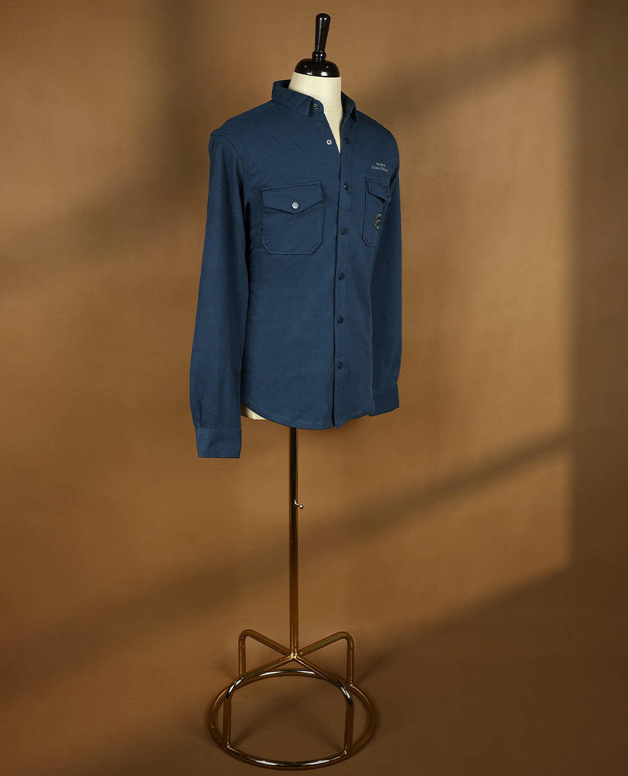 Dark Blue Colour Plain RIVER BLUE Full Sleeve Shirt for Men