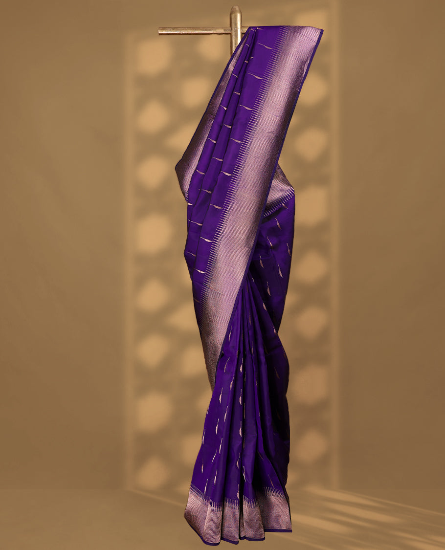 Dark Violet Colour Vasundhara Silk Saree having Copper Thread Work in Body with Border and Blouse