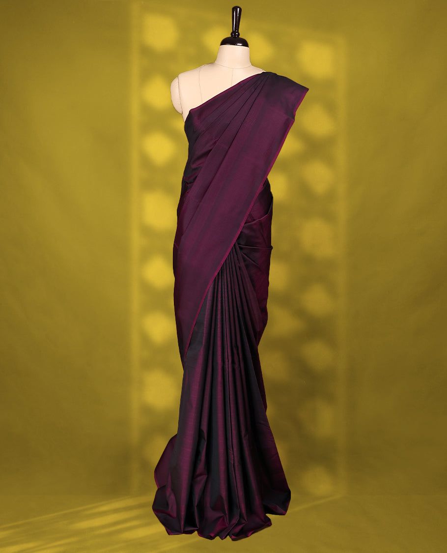 Wine Colour Vasundhara Lite Silk Saree having Thread Work in Body with Self Coloured Border and Blouse