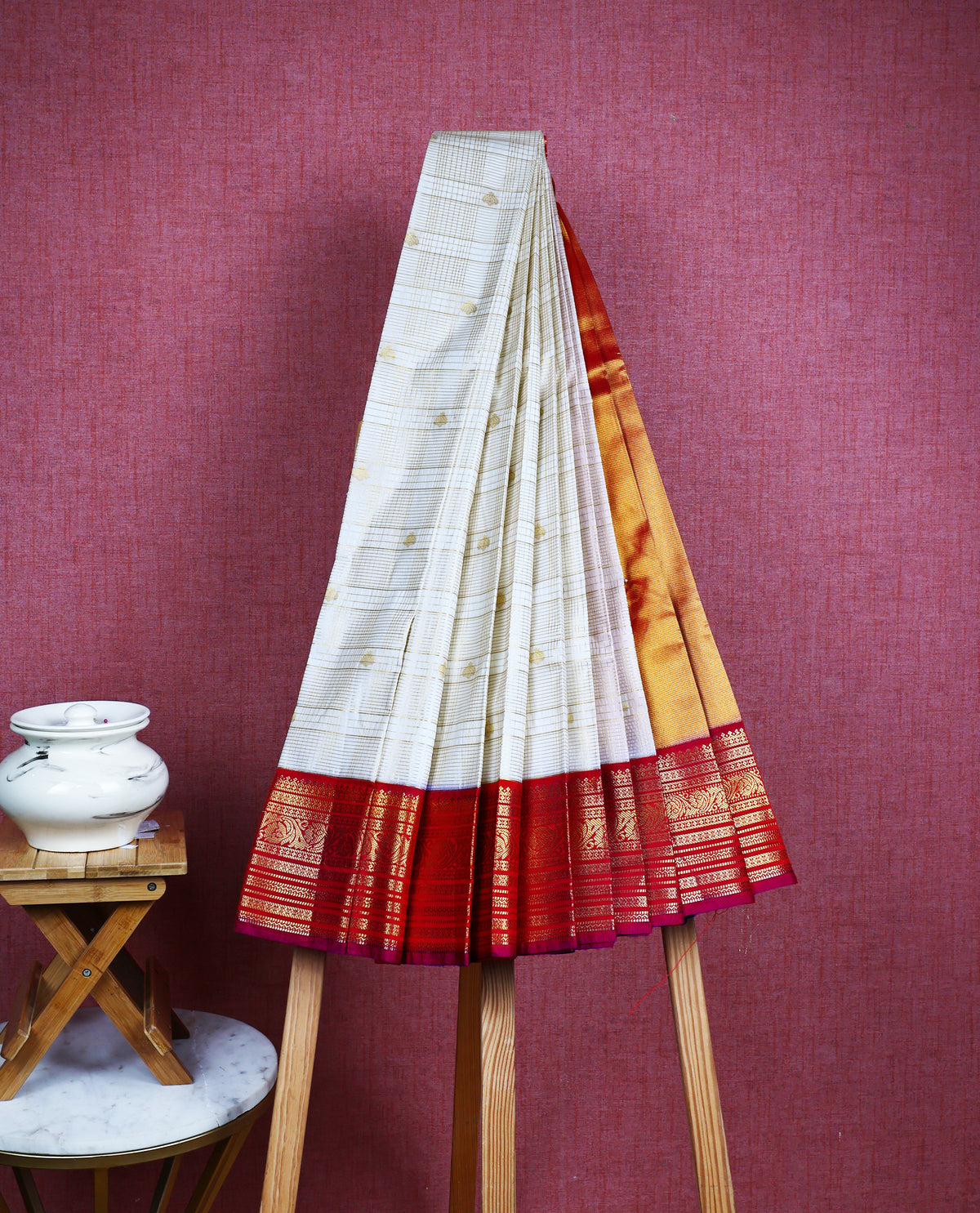 Cream colour soft silk saree