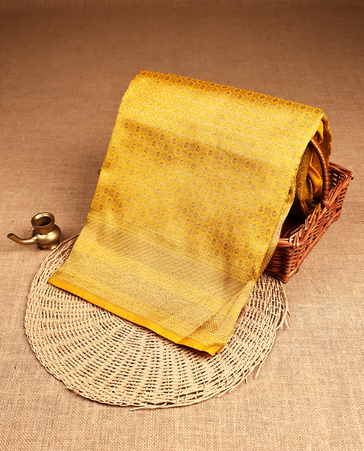 Daisy Yellow Colour Banaras Katan Silk Saree