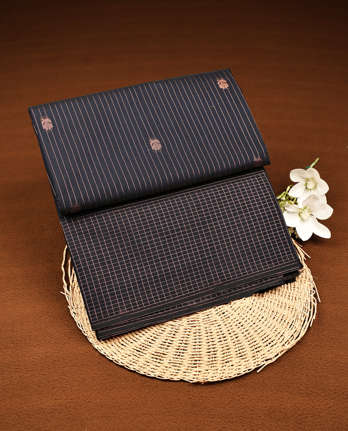 Navy Blue Colour Silk Cotton Saree