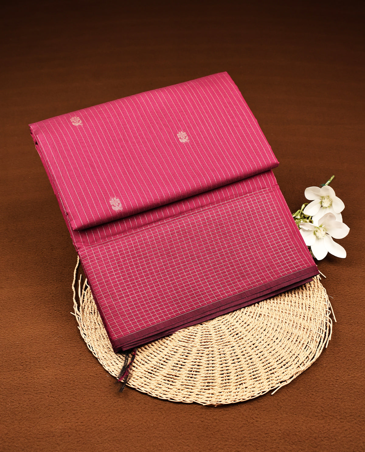 Magenta Colour Silk Cotton Saree