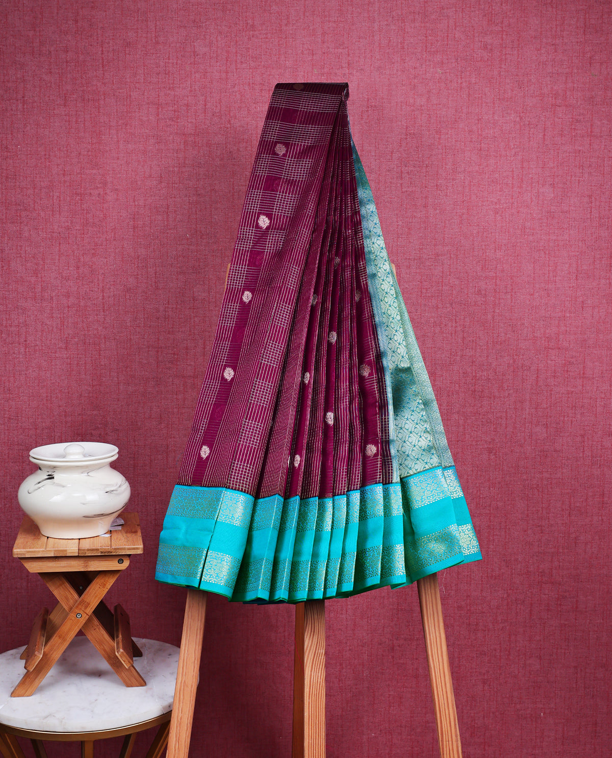 Wine colour soft silk saree
