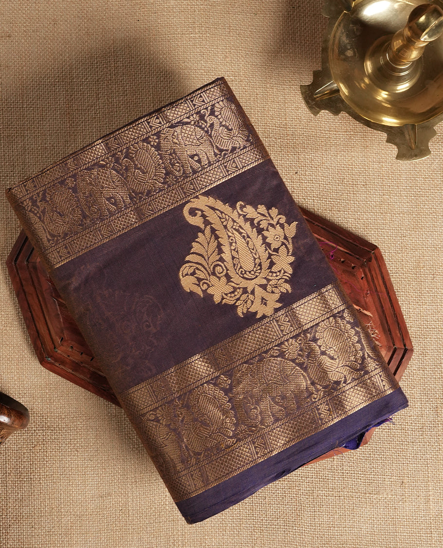 Royal yellow colour Chettinad cotton saree featuring elegant checked patterns across the body & The rich contrast zari border with traditional motifs & Comes with a matching blouse piece.