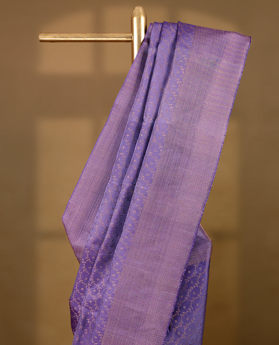 Lavender Colour Kancheepuram Silk Saree having Brocade Body with Self Coloured Brocade Border and Blouse