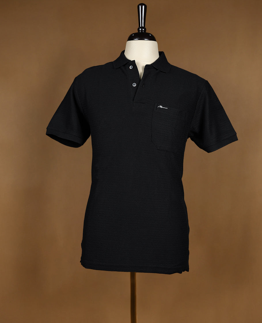 Pure Black Colour BRANDMOVER Plain Half Sleeve T-Shirt for Men