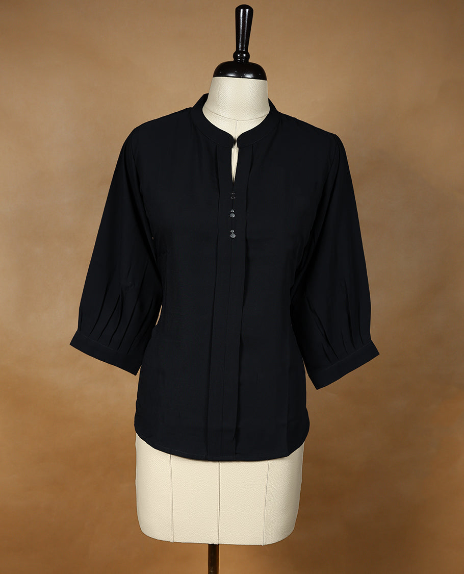 Black Colour Readymade Tunic Top For Women with 3/4th Sleeves