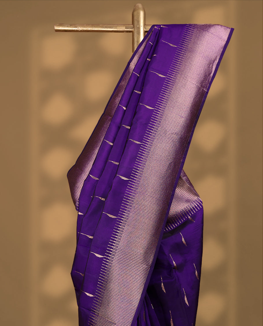 Dark Violet Colour Vasundhara Silk Saree having Copper Thread Work in Body with Border and Blouse