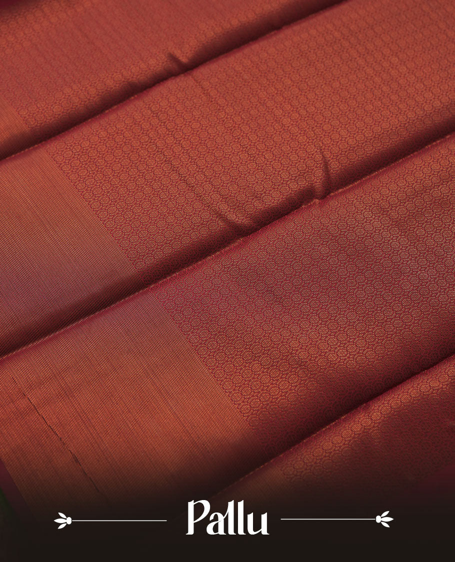 Green colour semi silk saree featuring neem zari Brocade Pattern all over the body, complemented by a Self Colour woven border with detailing with contrast Red Colour Pallu & blouse.