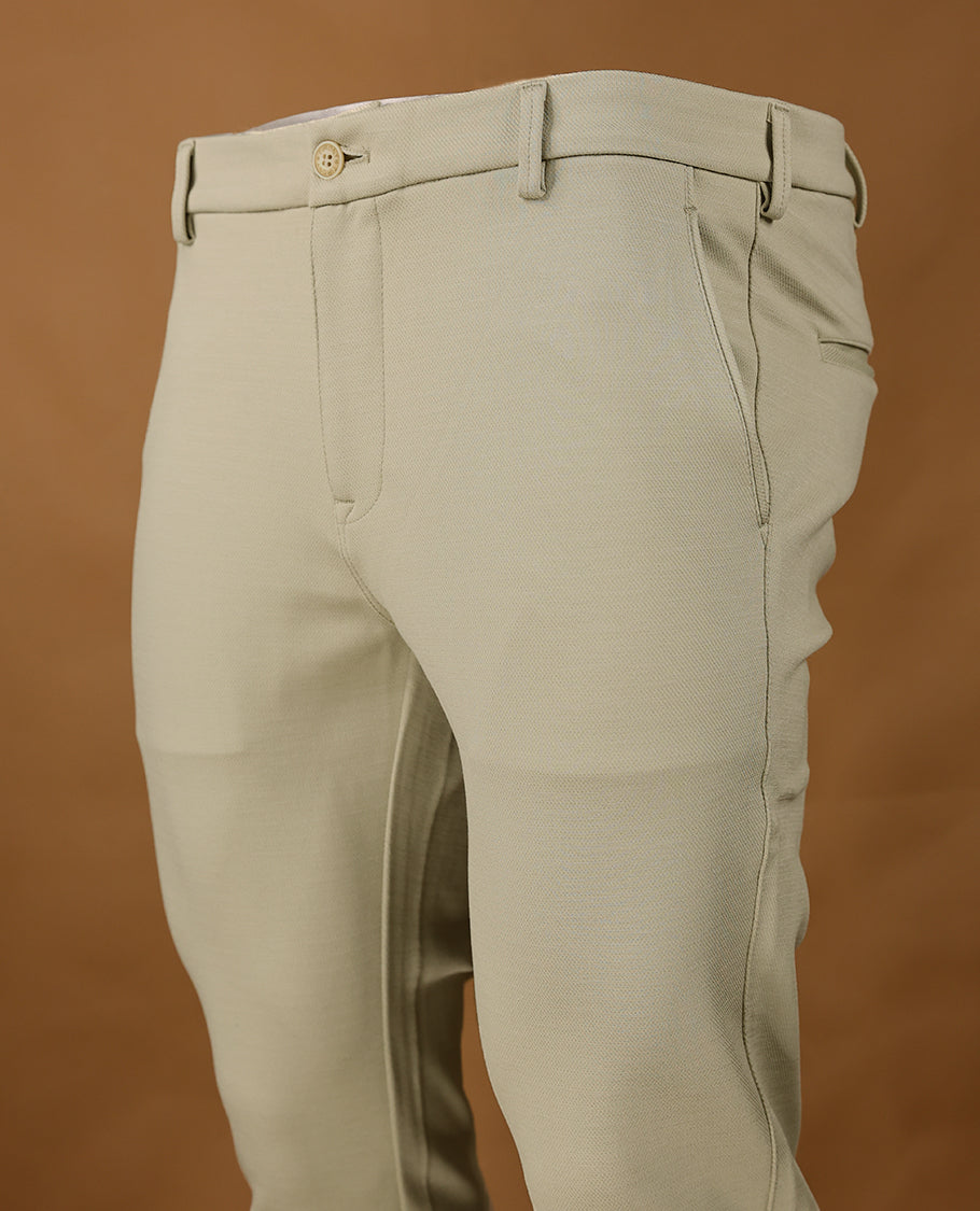 Beige colour IRONY plain formal pants for men.