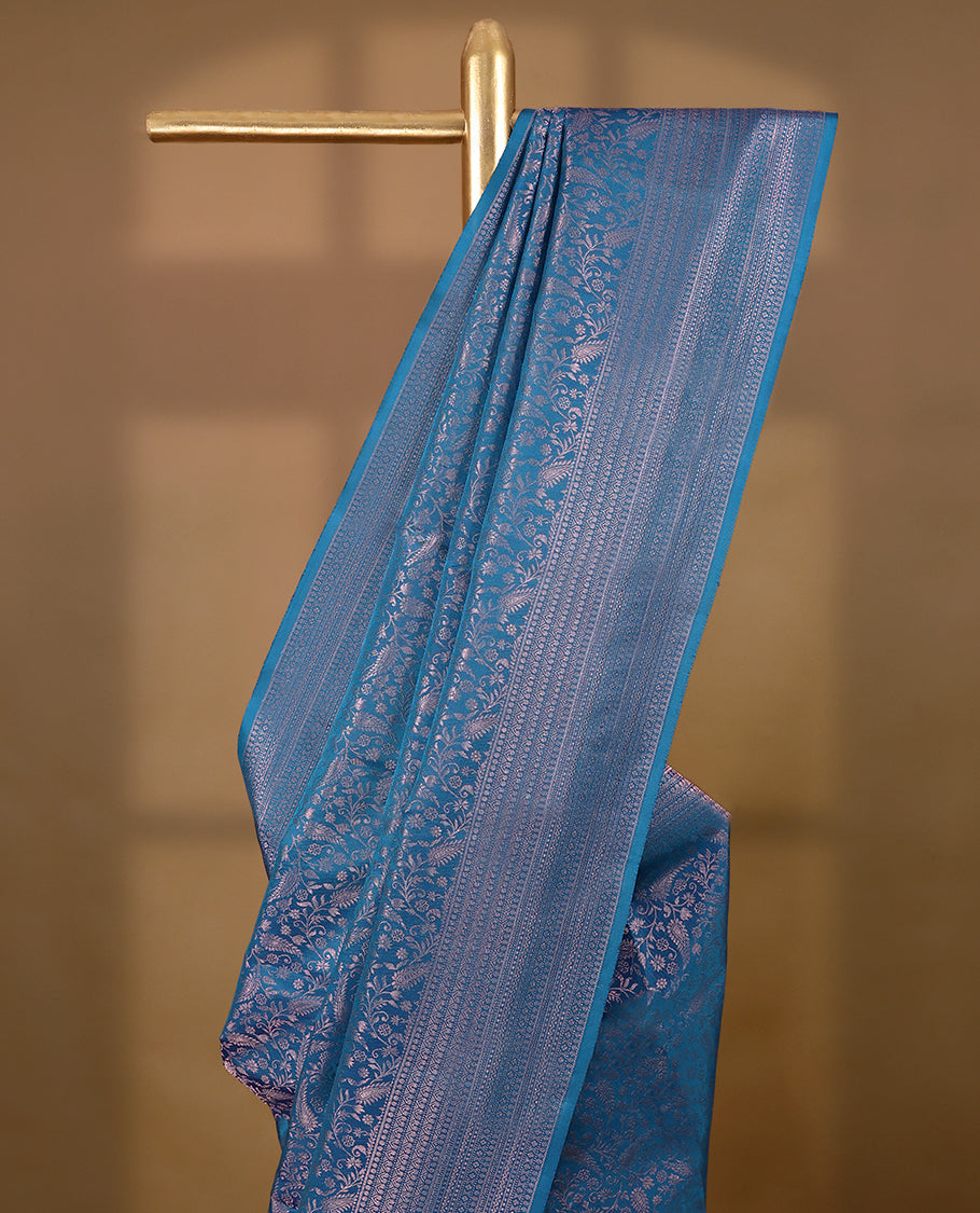 Light Blue Colour Kancheepuram Wedding Silk Saree having Jaal Zari Work in Body with Border and Brocade Blouse