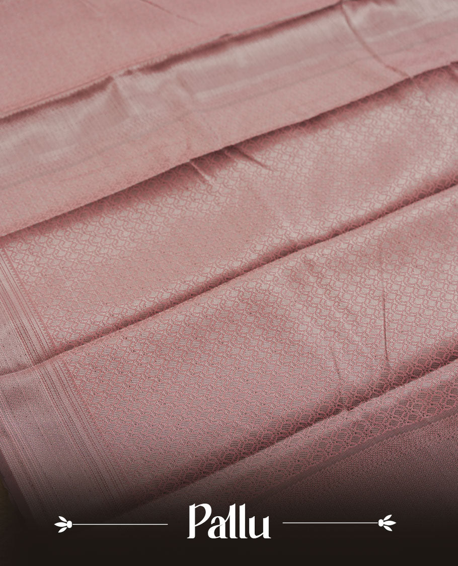 Amber brown colour semi silk saree featuring neem zari Brocade geometric Pattern all over the body, complemented by a Self Colour woven border with detailing, Pallu & blouse.