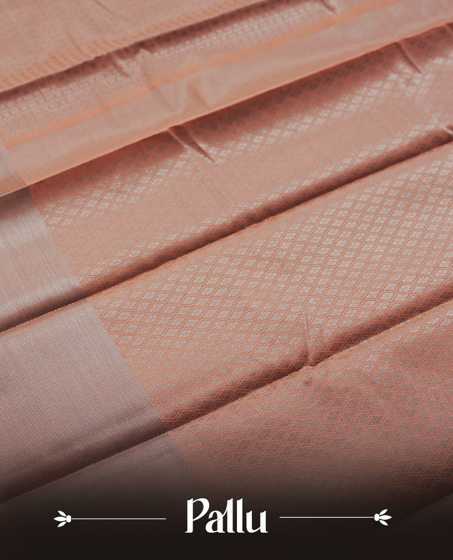 Amber brown colour semi silk saree featuring neem zari Brocade Pattern all over the body, complemented by a Self Colour woven border with detailing, Pallu & blouse.