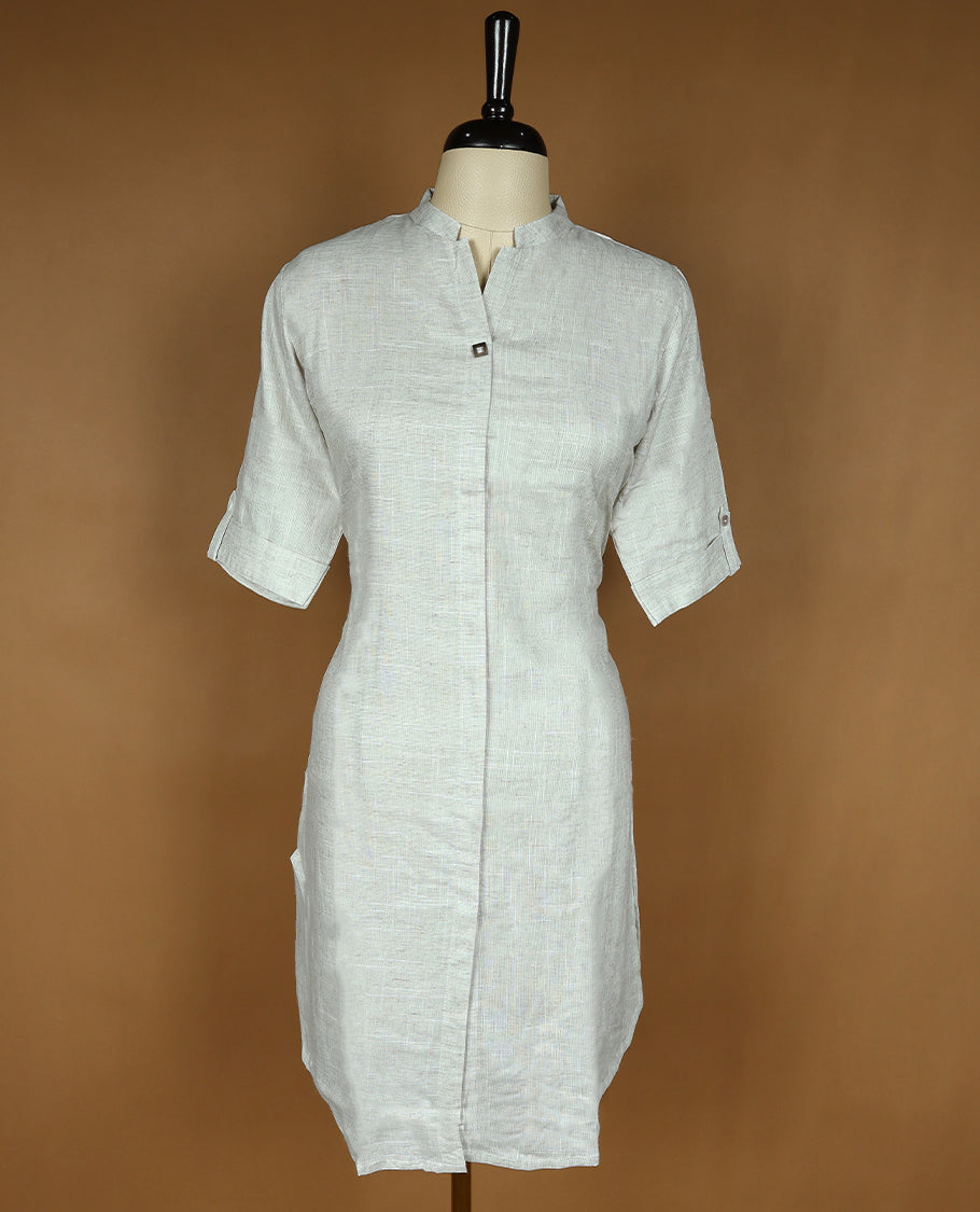 Light Beige Colour Readymade Short Kurti For Women with 2/4th Sleeves