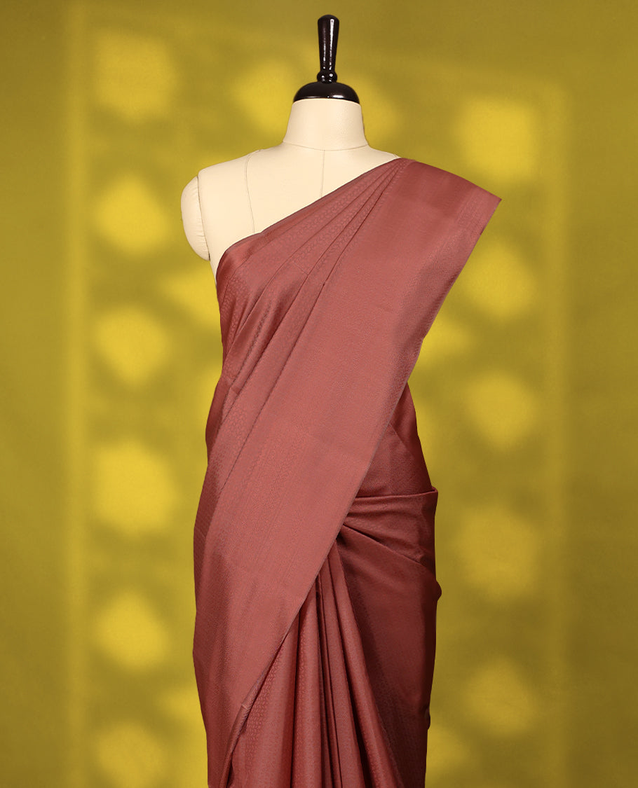 Brick Brown Colour Vasundhara Lite Silk Saree having Thread Work in Body with Self Coloured Border and Blouse