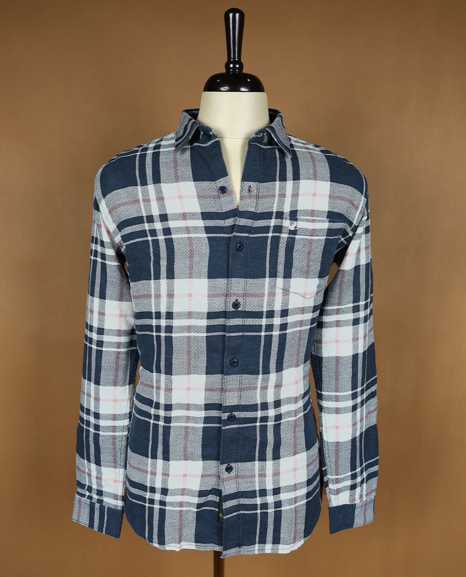 Dark Blue Colour EQ:IQ SPORT Full Sleeve Shirt with Check for Men