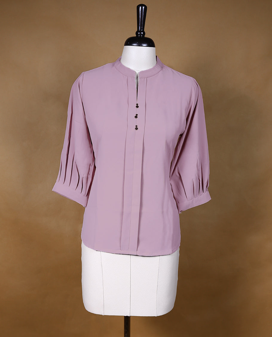 Light Onion Pink Colour Readymade Tunic Top For Women with 3/4th Sleeves