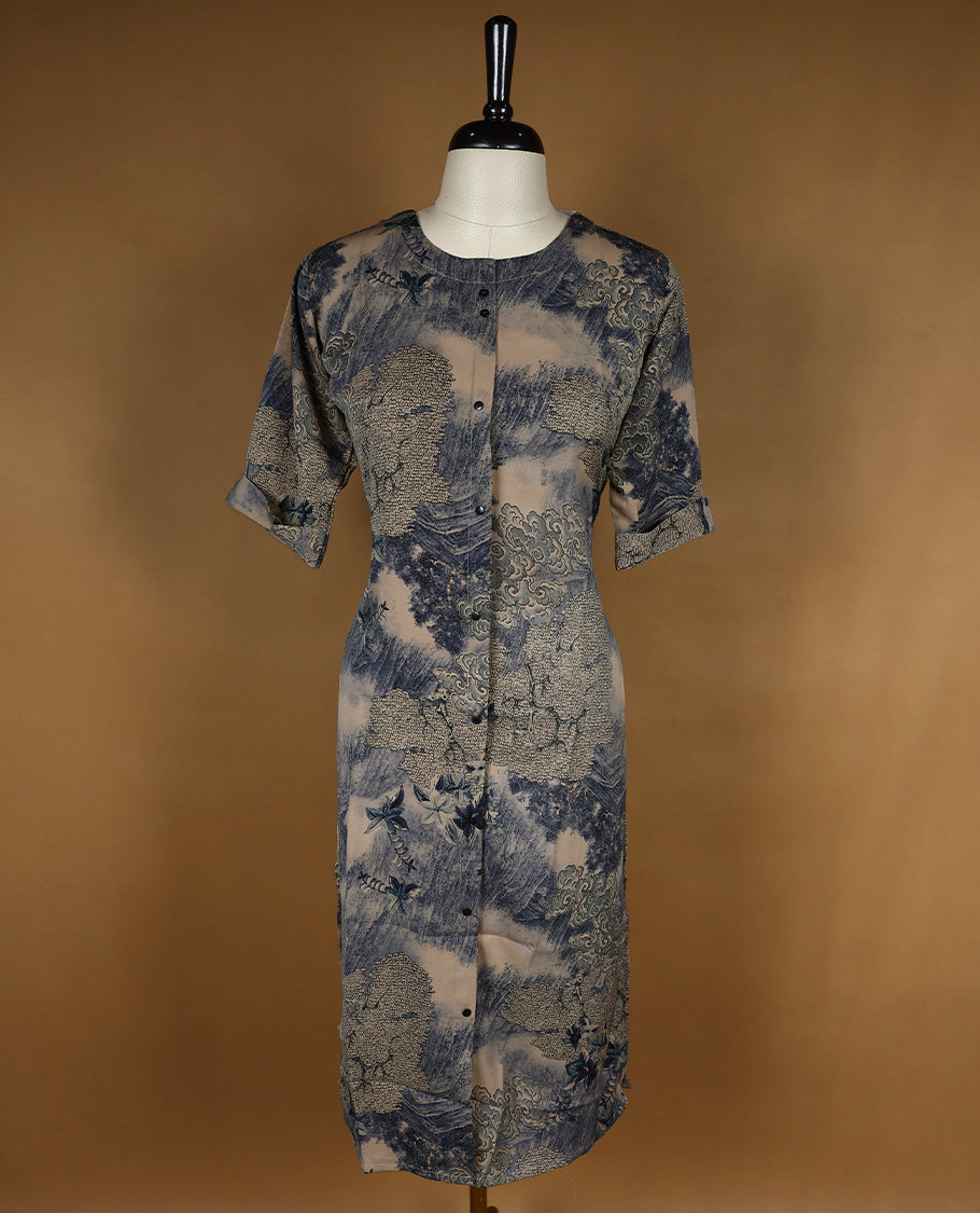 Multi Colour Readymade Kurti with Digital Prints For Women with 2/4 Sleeves