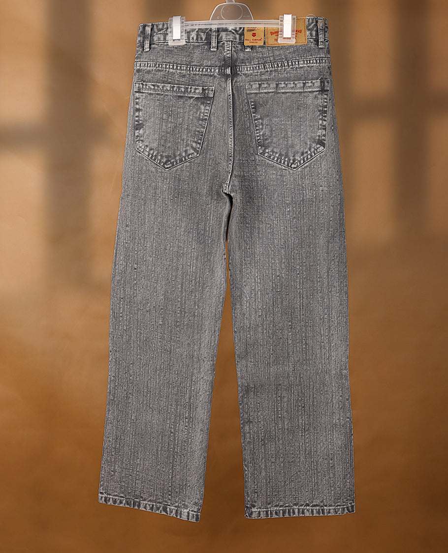 Ash Black colour High Quality MILL DENIM baggy fit round pocket for men.