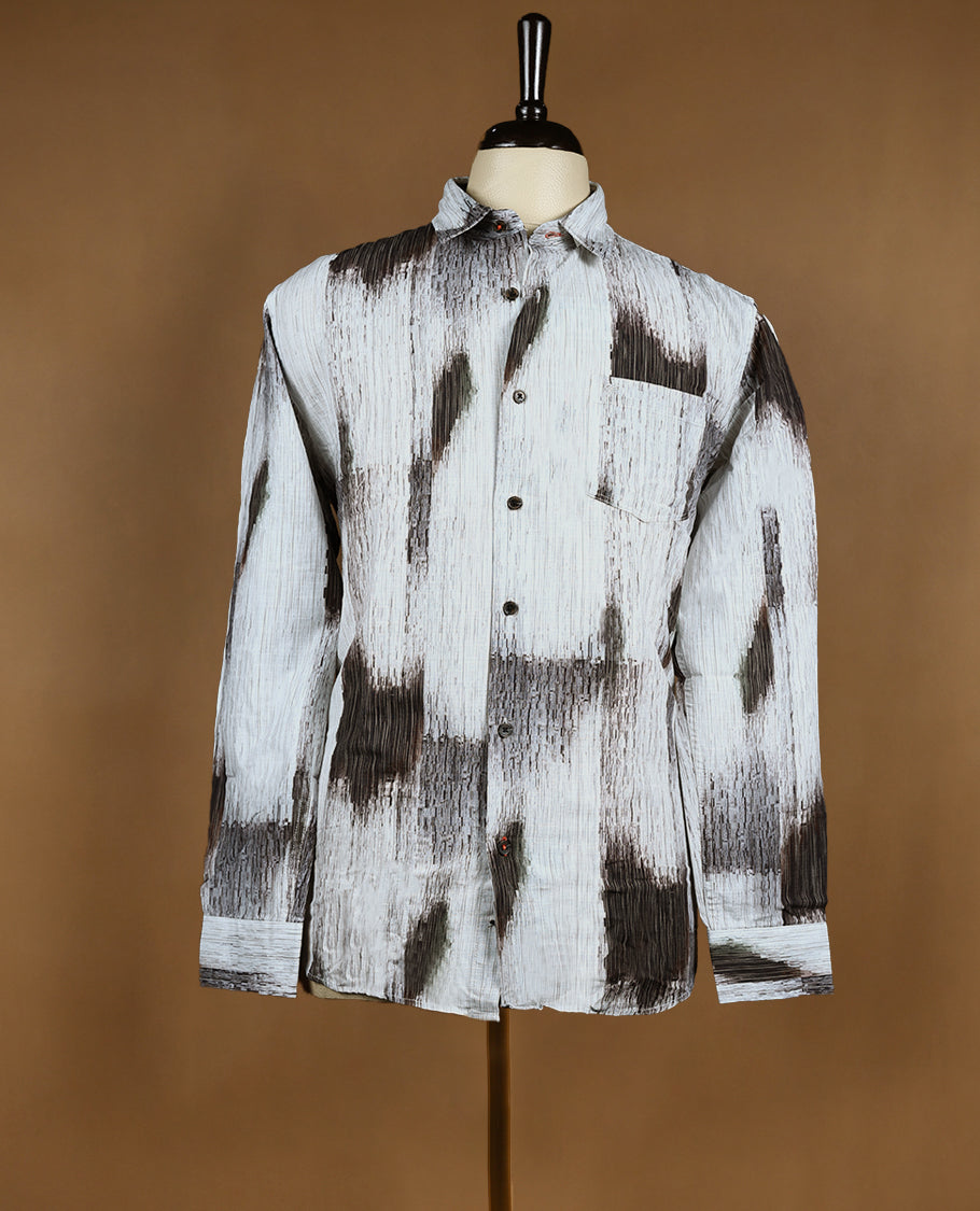 Off White with Dark Brown Colour OCTANE Full Sleeve Slim Fit Shirt for Men