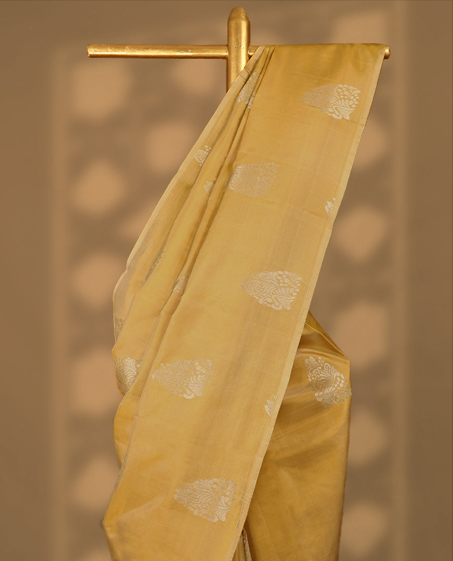 Pastel Mustard Colour Vasundhara Silk Saree having Thread Work in Body with Blouse and without Border