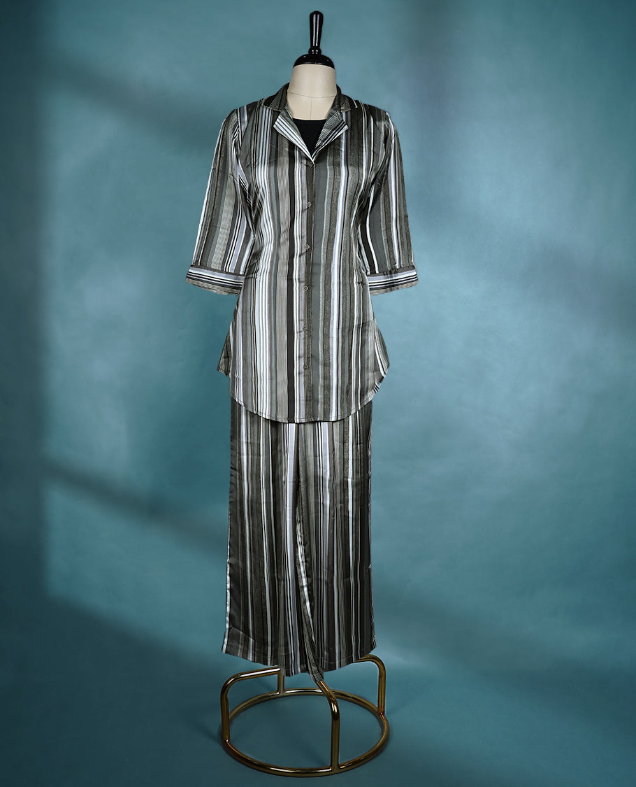 Caviar dark coloured striped co-ord set for women
