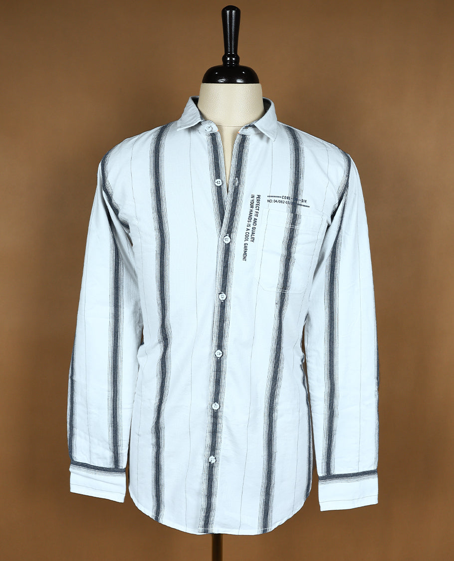 White Colour GLC Full Sleeve Shirt with Stripes for Men