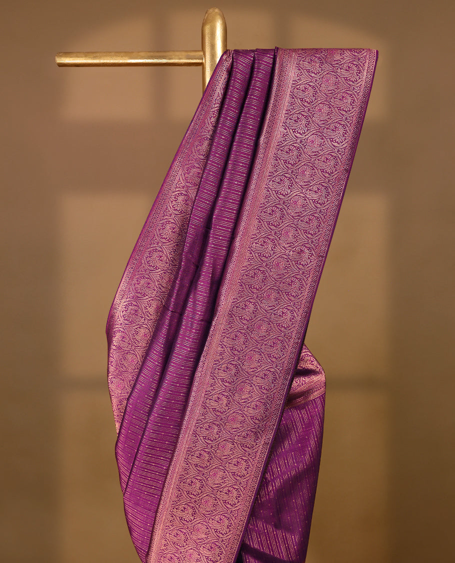 Beetroot Colour Kancheepuram Wedding Silk Saree having Zari Worked Body and Brocade Border with Self Coloured Blouse