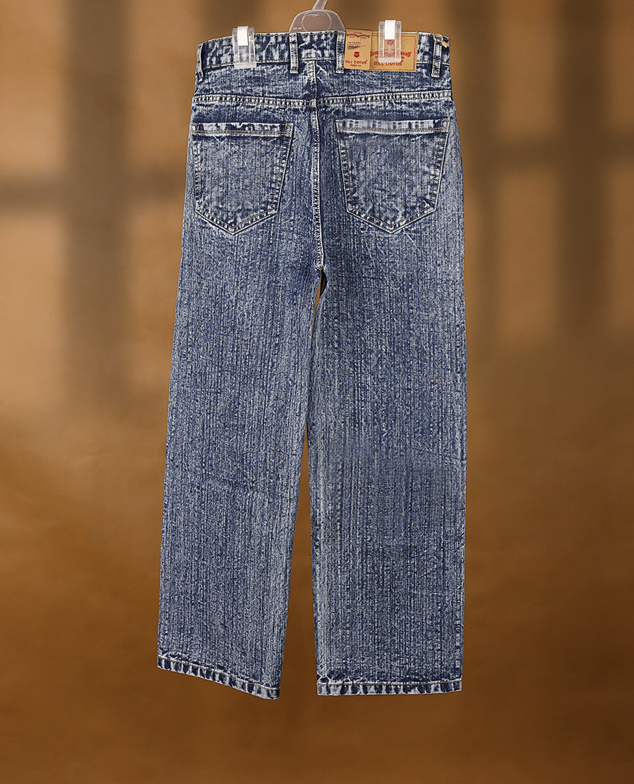 Faded Blue colour High Quality MILL DENIM baggy fit round pocket for men.